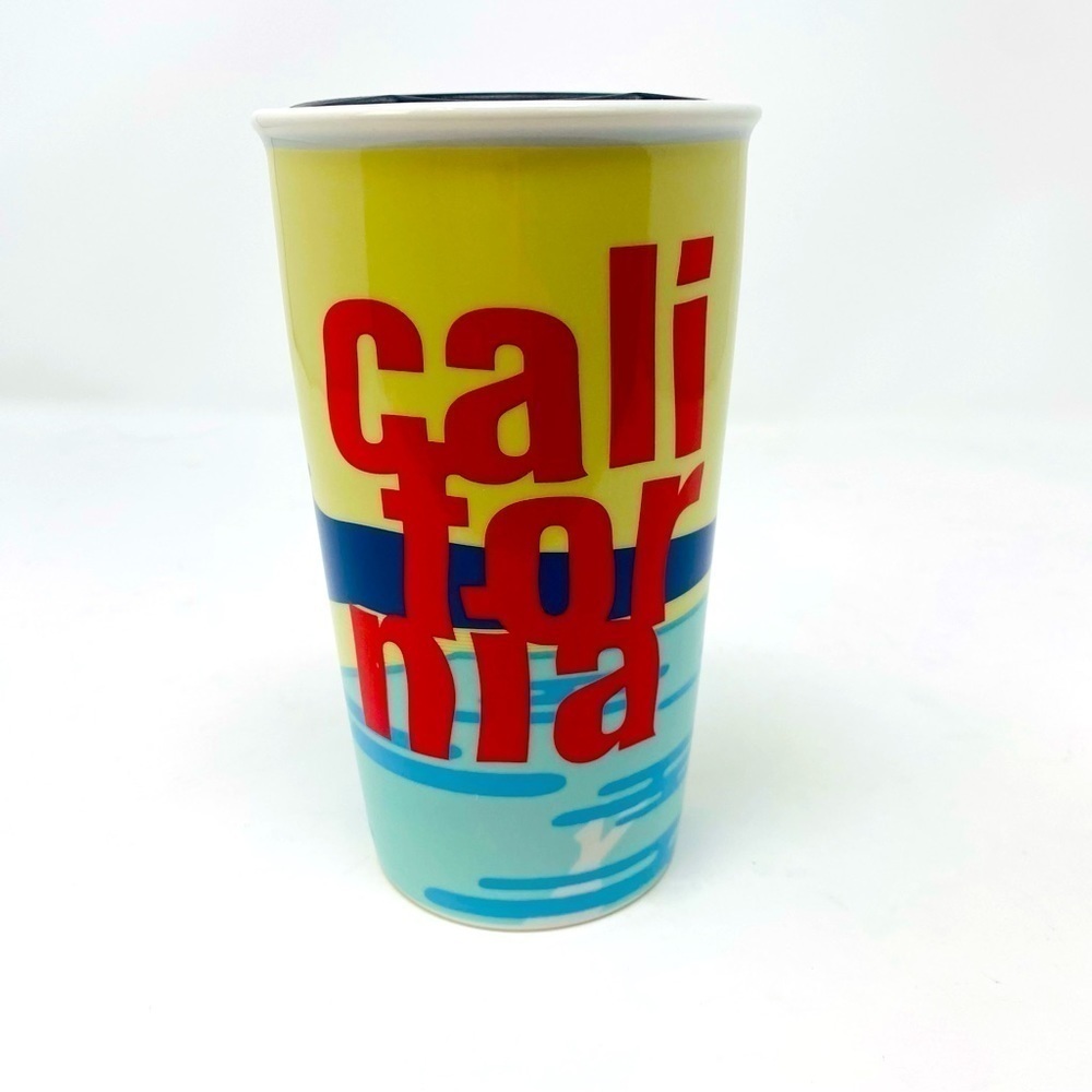 California Themed Yellow and Blue Ceramic Tumbler